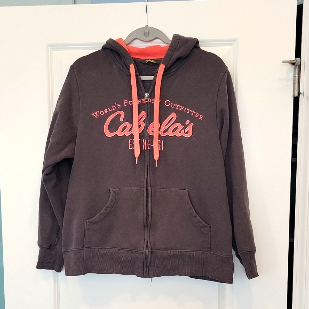 Cabela's Vintage Y2K Grey Pink Full Zip Hoodie Large